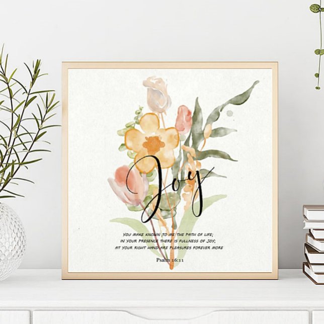 Joy-Psalm 16:11-orangens blommigt Poster (Skapare uppladdad)
