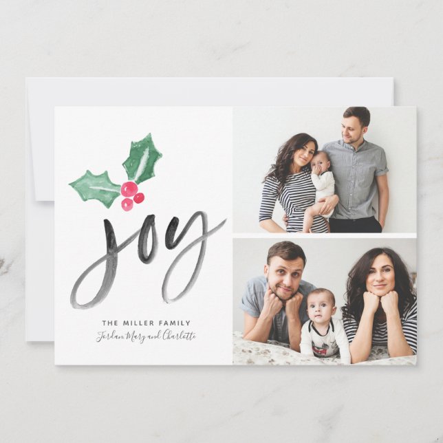 Joy Push Script Helgdag | Jul 2-fotokort (Framsida)