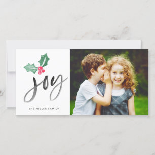 Joy Push Script Helgdag Julfoto-kort