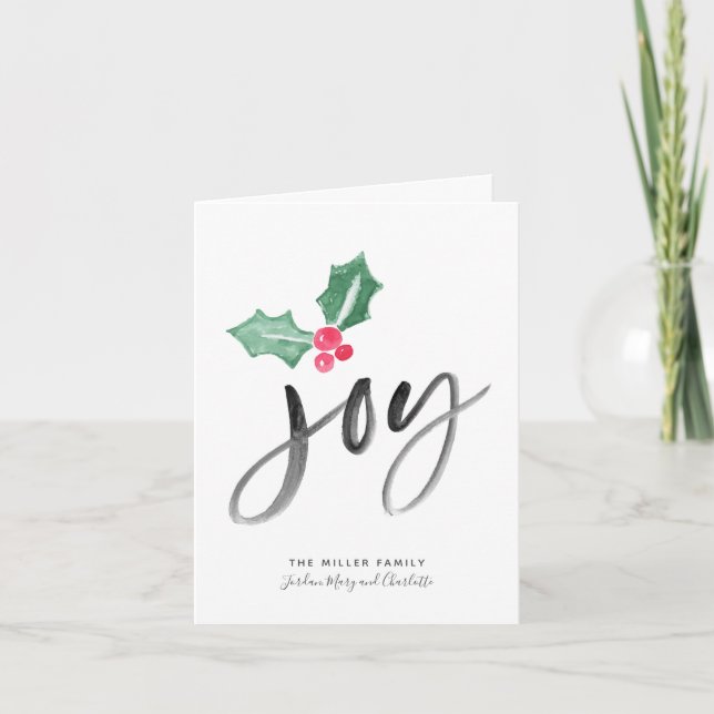 Joy Push Script Helgdag | Vikt julkort Kort (Framsida)