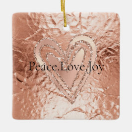 Joy Quote ro Guld Glitter Heart Peace Kärlek Julgransprydnad Keramik