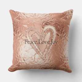 Joy Quote ro Guld Glitter Heart Peace Kärlek Kudde