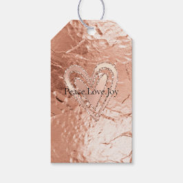 Joy Quote ro Guld Glitter Heart Peace Kärlek Presentetikett