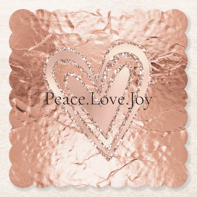 Joy Quote ro Guld Glitter Heart Peace Kärlek Underlägg Papper (Framsida)