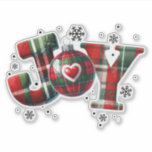 JOY- Red and Grönt Jul Tartan Typography Klistermärken<br><div class="desc">Trendigets rött och grönt jultartan på ett ord-JOBY,  med jullampan prydd med ett rent hjärta.</div>