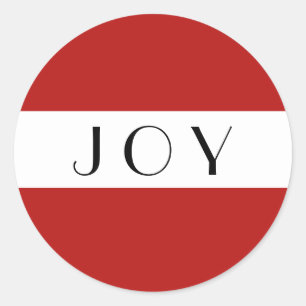 Joy Red and White Minimal Modern Runt Klistermärke