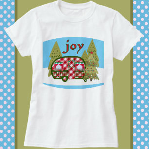 Joy Red and White Vintage Camper Trailer Helgdag T Shirt