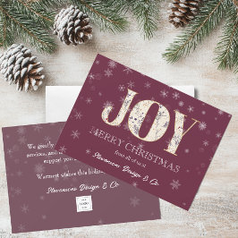 Joy Red Business Helgdag Card med Logotyp Julkort