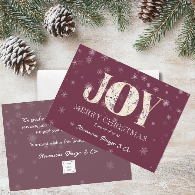 Joy Red Business Helgdag Card med Logotyp Julkort (Skapare uppladdad)