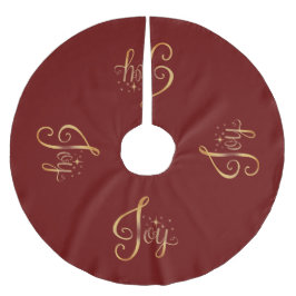 "Joy" Red Guld Elegant Säsong Julgransmatta Borstad Polyester