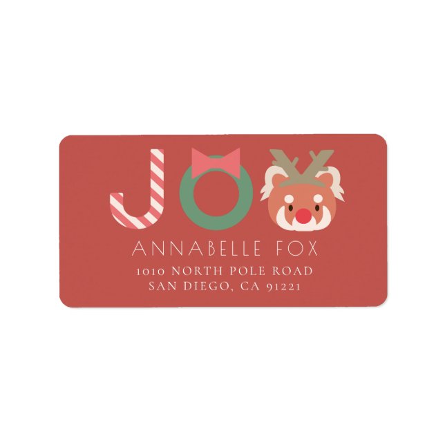 JOY Red Panda Red Helgdag Return-adressetikett Adressetikett (Framsidan)