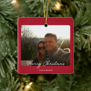 Joy Red Photo God jul Julgransprydnad Keramik