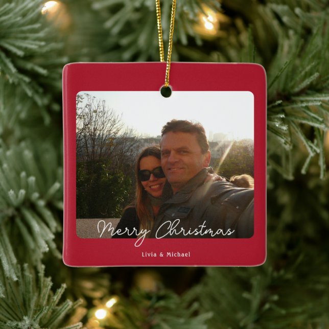 Joy Red Photo God jul Julgransprydnad Keramik (Träd)