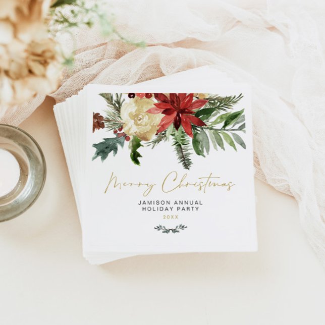 JOY Red Poinsettia jul Party Decor Pappersservett (Skapare uppladdad)