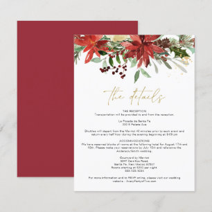 JOY Red Winter Poinsettia Blommigt Information Car Inbjudningar