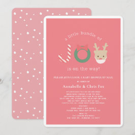 Joy Reindeer Mask Rosa Helgdag Baby Shower by Mail Inbjudningar