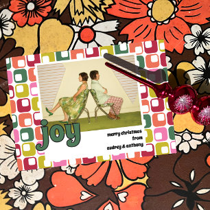 Joy Retro 1970-talet Lettering efter fotopul Julkort
