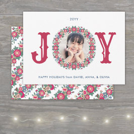 Joy Retro Blommigt Helgdag andeand ett fotofärgat Julkort