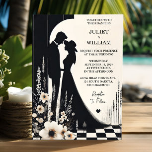 Joy Retro Boho Studio Kreativ Illustrated Bröllop Inbjudningar