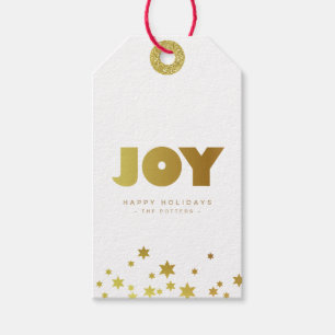 Joy   Roligt Jul White & Guld Mini Presentetikett