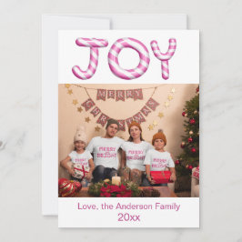 Joy Rosa Candy cane Helgdag Photo jul Card Julkort
