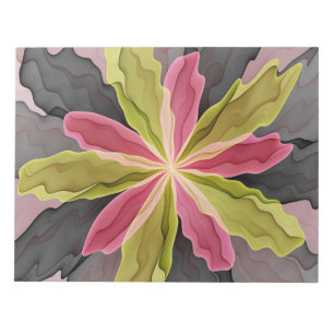 Joy, Rosa Grönt Anthracite Fantasy Flower Fractal Anteckningsblock