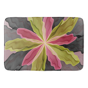 Joy, Rosa Grönt Anthracite Fantasy Flower Fractal Badrumsmatta