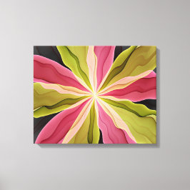Joy, Rosa Grönt Anthracite Fantasy Flower Fractal Canvastryck
