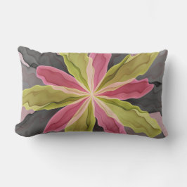 Joy, Rosa Grönt Anthracite Fantasy Flower Fractal Lumbarkudde