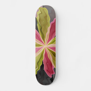 Joy, Rosa Grönt Anthracite Fantasy Flower Fractal Mini Skateboard Bräda 18,5 Cm