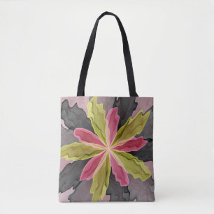 Joy, Rosa Grönt Anthracite Fantasy Flower Fractal Tygkasse