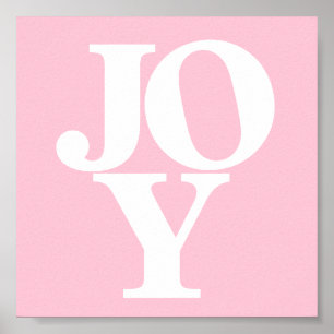 Joy rosa white typografisk ord-plantskola poster