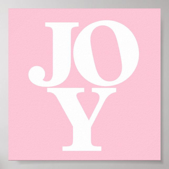Joy rosa white typografisk ord-plantskola poster (Framsidan)