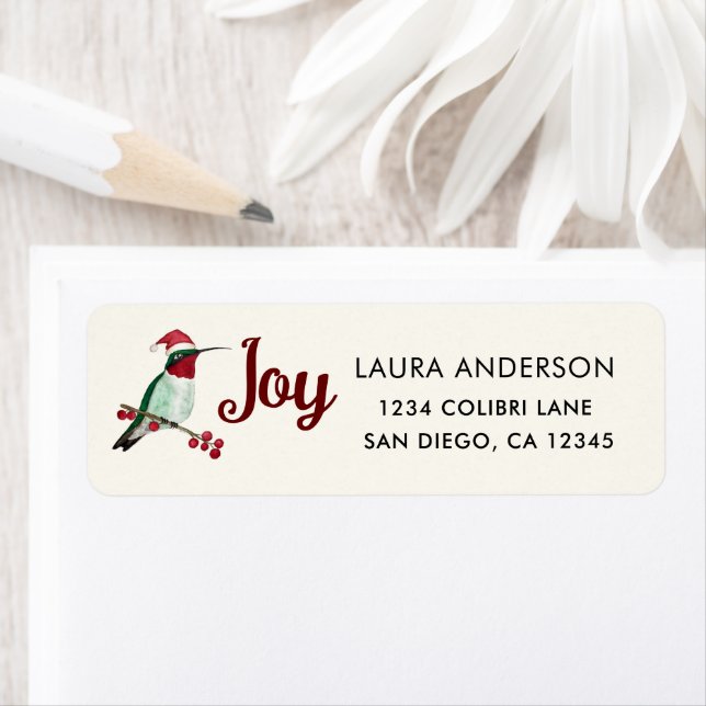 Joy Santa Hummingbird Label Returadress Etikett (Insitu)