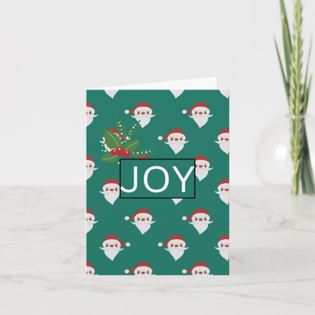 Joy Santa Pattern Christmas Pocket Folder Helgkort (Framsida)