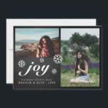 Joy Script Chalkboard Snöflingor Photo Julkort<br><div class="desc">Joy Script Chalkboard jul Snöflingor 2-foto</div>