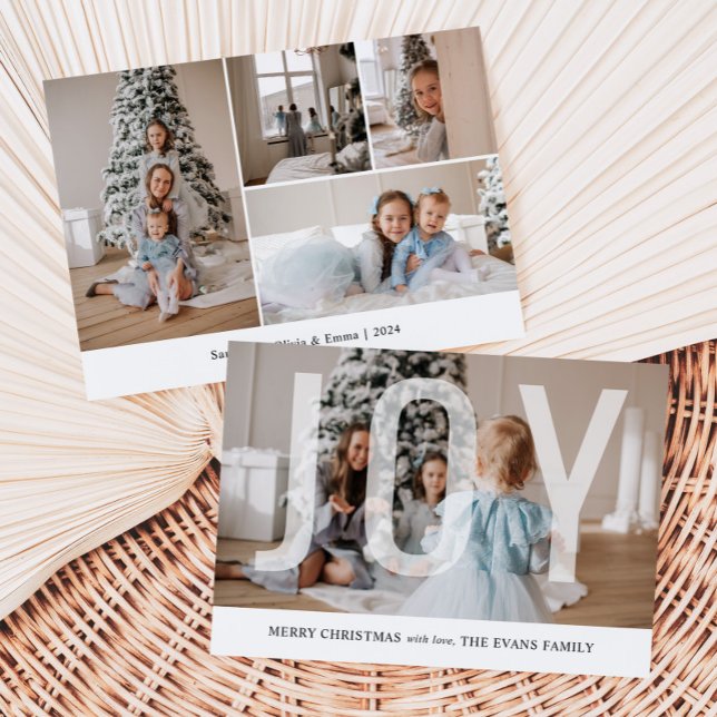 Joy Script Photo Collage jul Julkort (Skapare uppladdad)