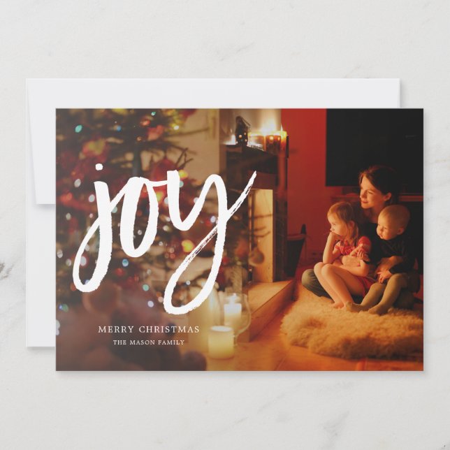 Joy Script Photo Helgdag Card Julkort (Framsida)