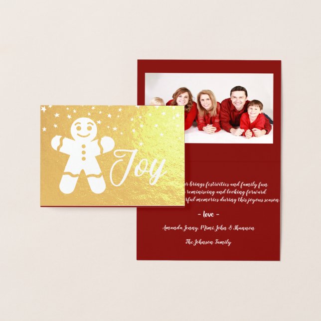 Joy Script Photo Red Guld Stars White Folierat Kort (Display)