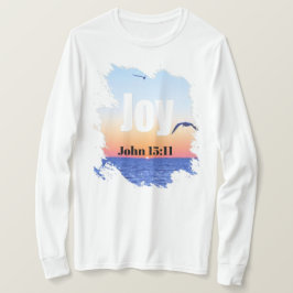 Joy Scripture Glowing Sunset Over Water T Shirt