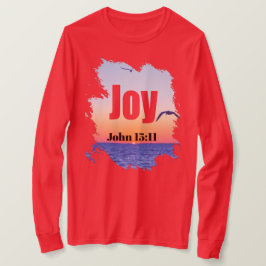 Joy Scripture Glowing Sunset Over Water T Shirt