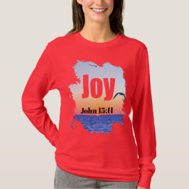 Joy Scripture Glowing Sunset Over Water T Shirt