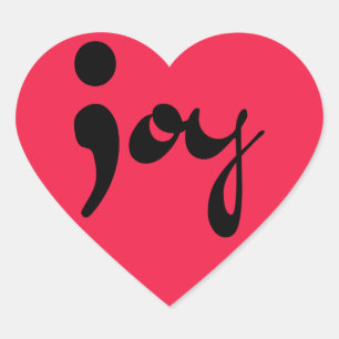 Joy Semicolon Heart Stickers Hjärtformat Klistermärke