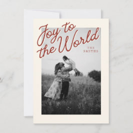 Joy Simple Christian Classic Red Christmas Photo Julkort