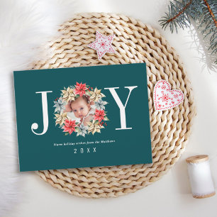 Joy Simple Farmhouse Poinsettia WAN and Photo Helg Vykort