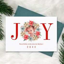 Joy Simple Farmhouse Poinsettia WAN and Photo Julkort
