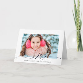 Joy-skriptfoto med minimal svart Elegant Helgkort