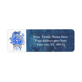 Joy Snowflake Kiwi Bird Blue Address Label Returadress Etikett