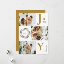 Joy Snyggt Modern Photo Collage | Guld jul Julkort
