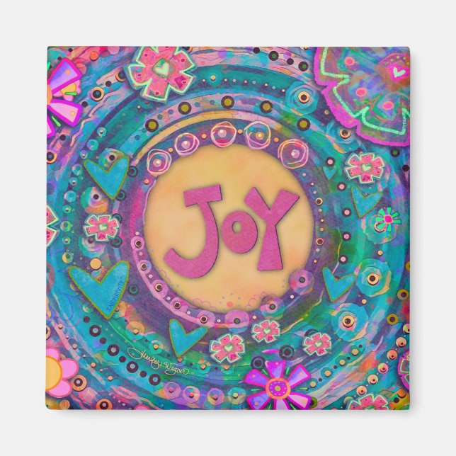 Joy Söt Blommigt Pastel Inspirational Hearests Magnet (Framsidan)